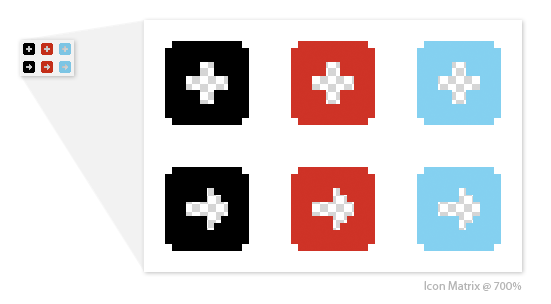 CSS Button Matrix mit drei Buttons und Hover