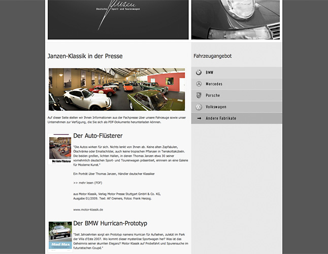 Pressebereich der Seite www.janzen-klassik.de