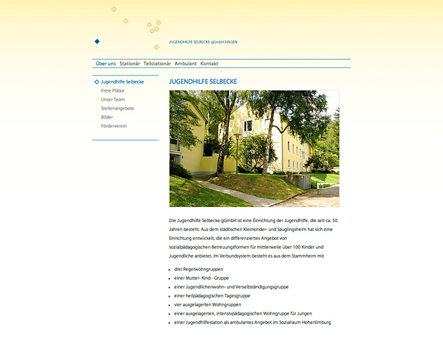 Startseite der Jugendhilfe Website
