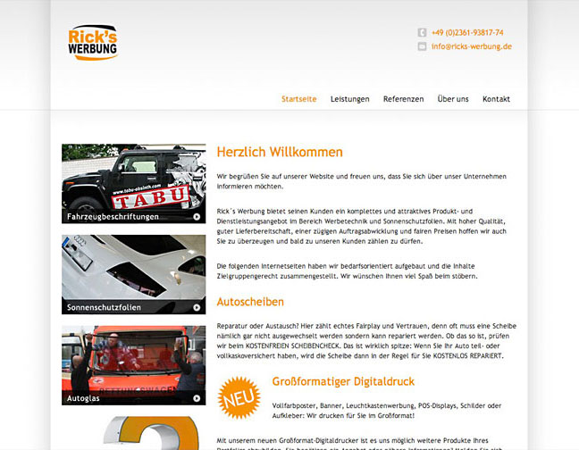 Startseite Rick´s Werbung