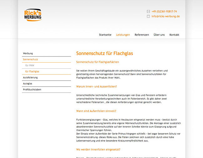 Leistungen Rick´s Werbung