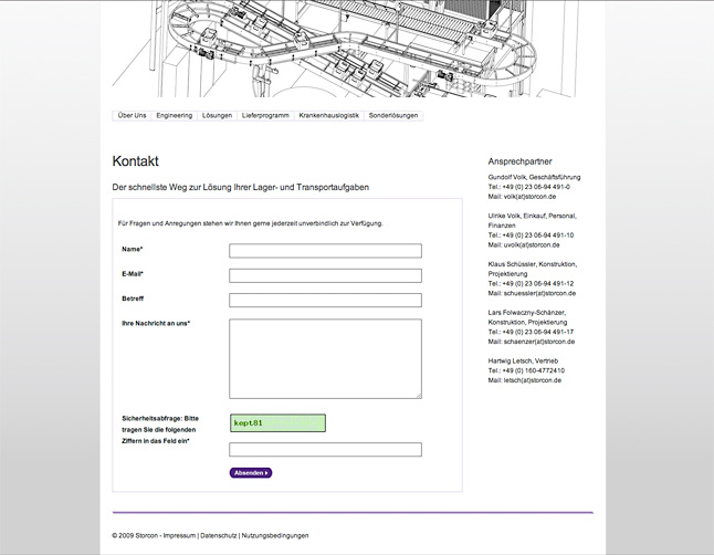 Kontaktseite mit Antispam-Captcha